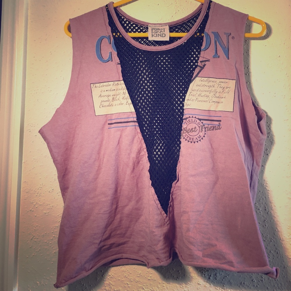 Furst of a Kind crop tank with mesh vneck